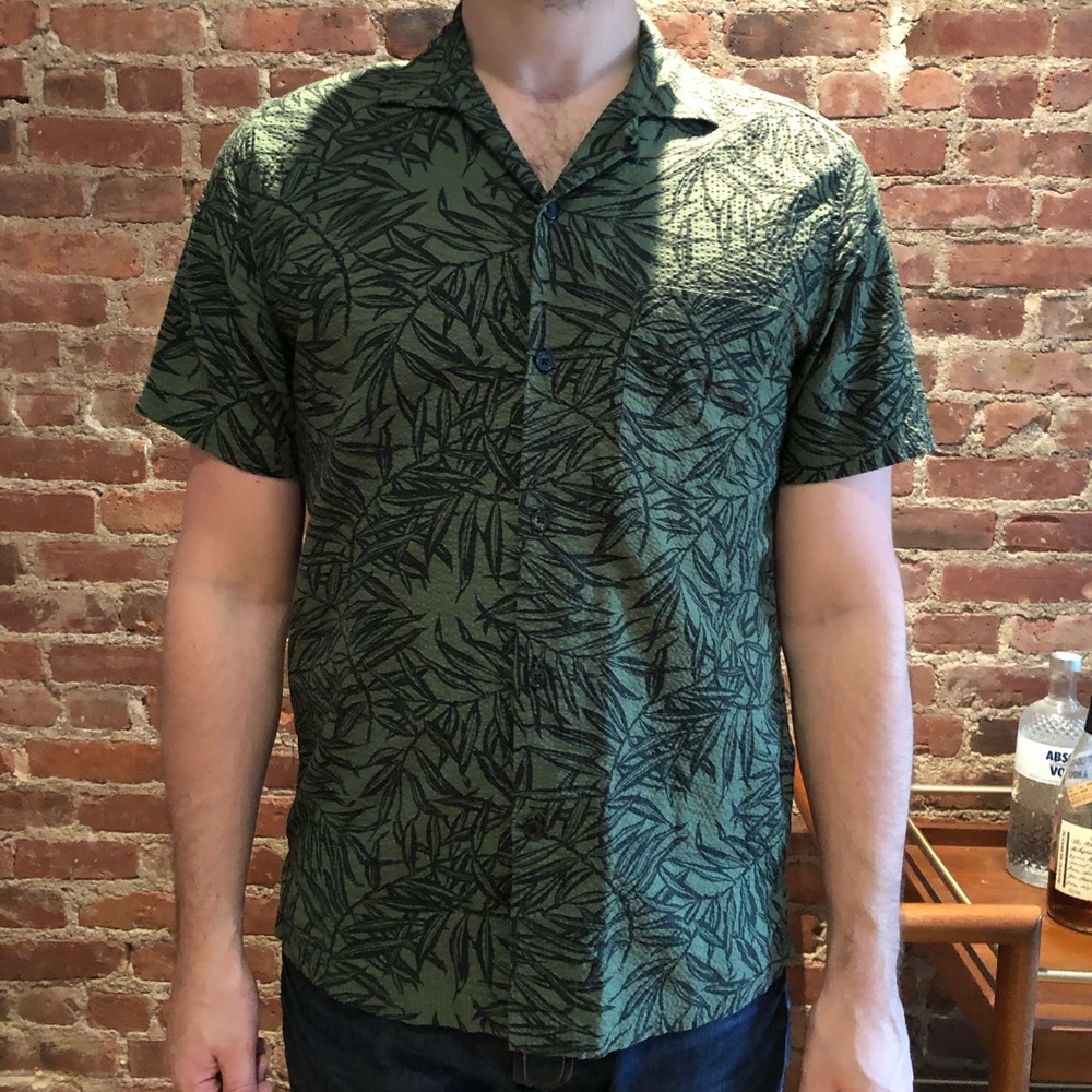 J Crew Seersucker Camp Collar Shirt
